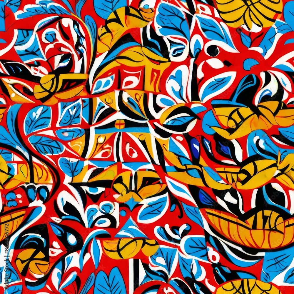 Intricate Floral kalamkari design in maroon and blue