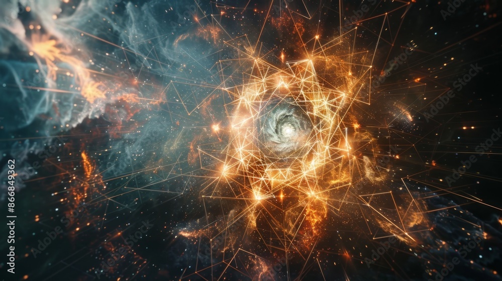 Ethereal Floating Figures Enveloped in a Luminous Geometric Energy Field Ethereal Floating Figures Enveloped in a Luminous Geometric Energy Field