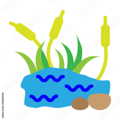 pond Vector Flat Icon Design