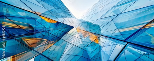 Abstract Blue Glass Facade Architecture