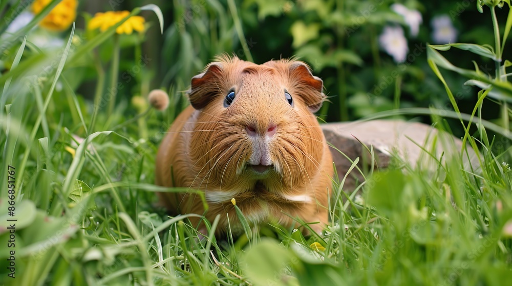 Curious Guinea Pig in a Lush Green Garden Curious Guinea Pig in a Lush Green Garden