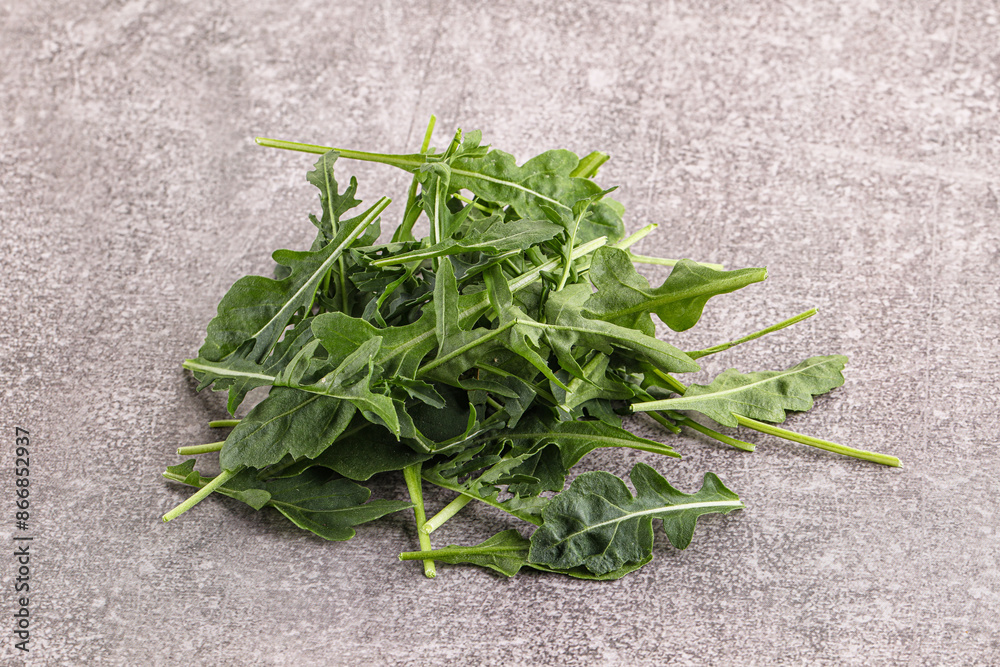 Green Arugula heap over background Green Arugula heap over background