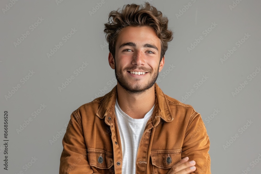 Energetic and cheerful young man dressed in smart casual fashion Energetic and cheerful young man dressed in smart casual fashion