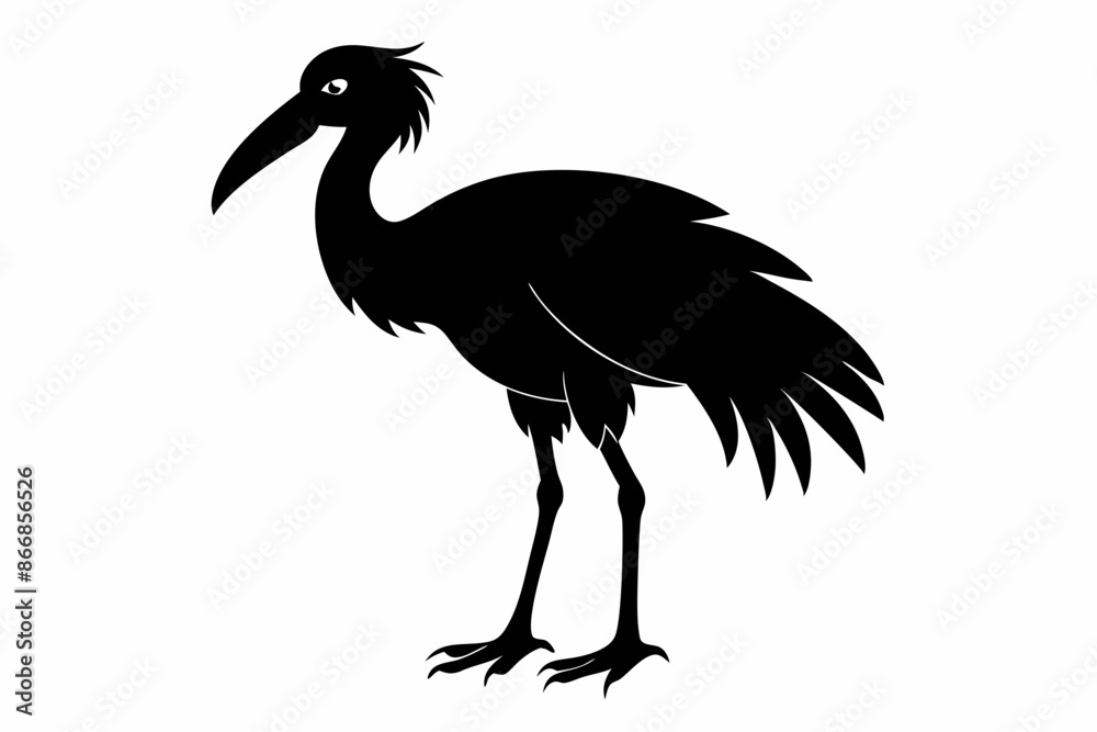 Shoebill vector silhouette illustration isolated on white background, Shoebill Bird Vector art Shoebill vector silhouette illustration isolated on white background, Shoebill Bird Vector art