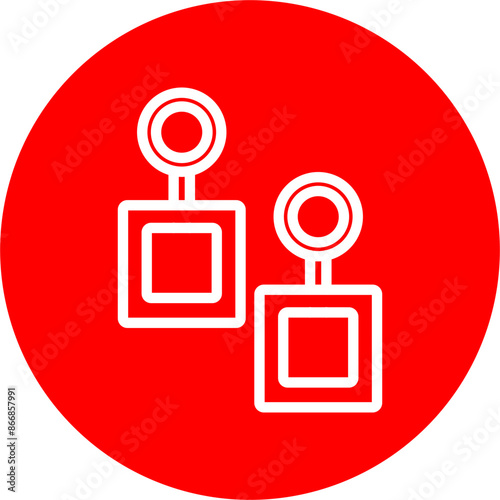 Ear Ring Line White Circle Red