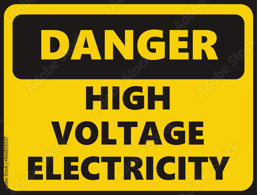 Danger High Voltage Electricity safety signage in vector illustration 