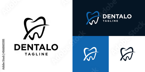 Vector design template of dental logo.
Specialist doctors, clinics, treatment, care.
Symbol icon EPS 10.