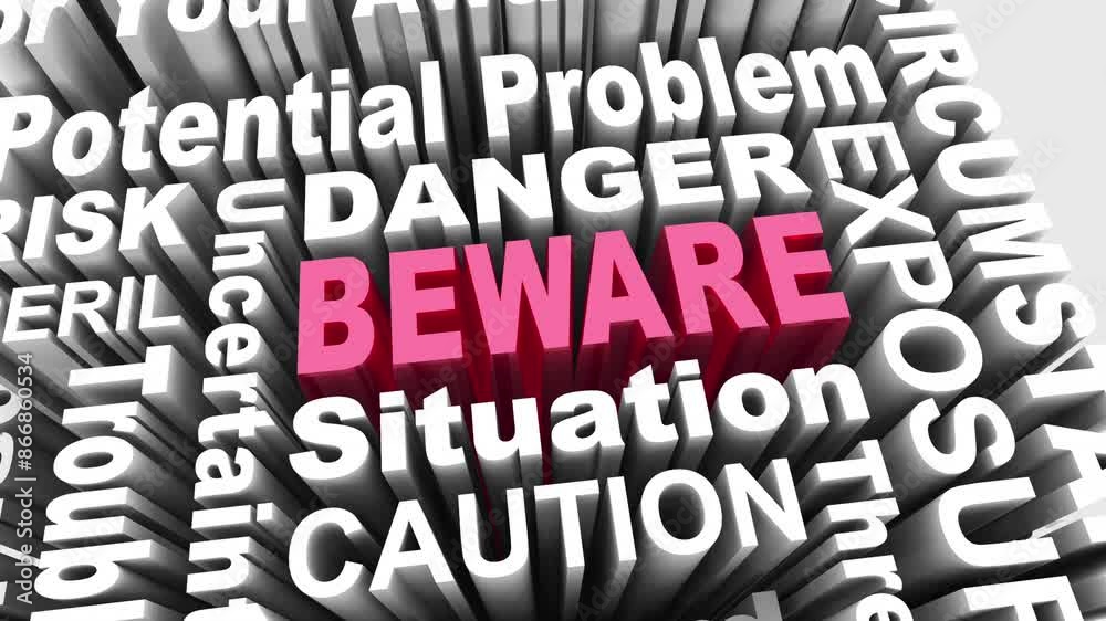 Beware Danger Warnings Signs Word Collage Risk Threat Caution 3d Animation Beware Danger Warnings Signs Word Collage Risk Threat Caution 3d Animation