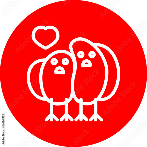 Lovebird Line White Circle Red
