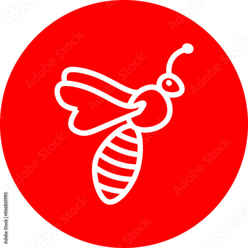 Bees Line White Circle Red