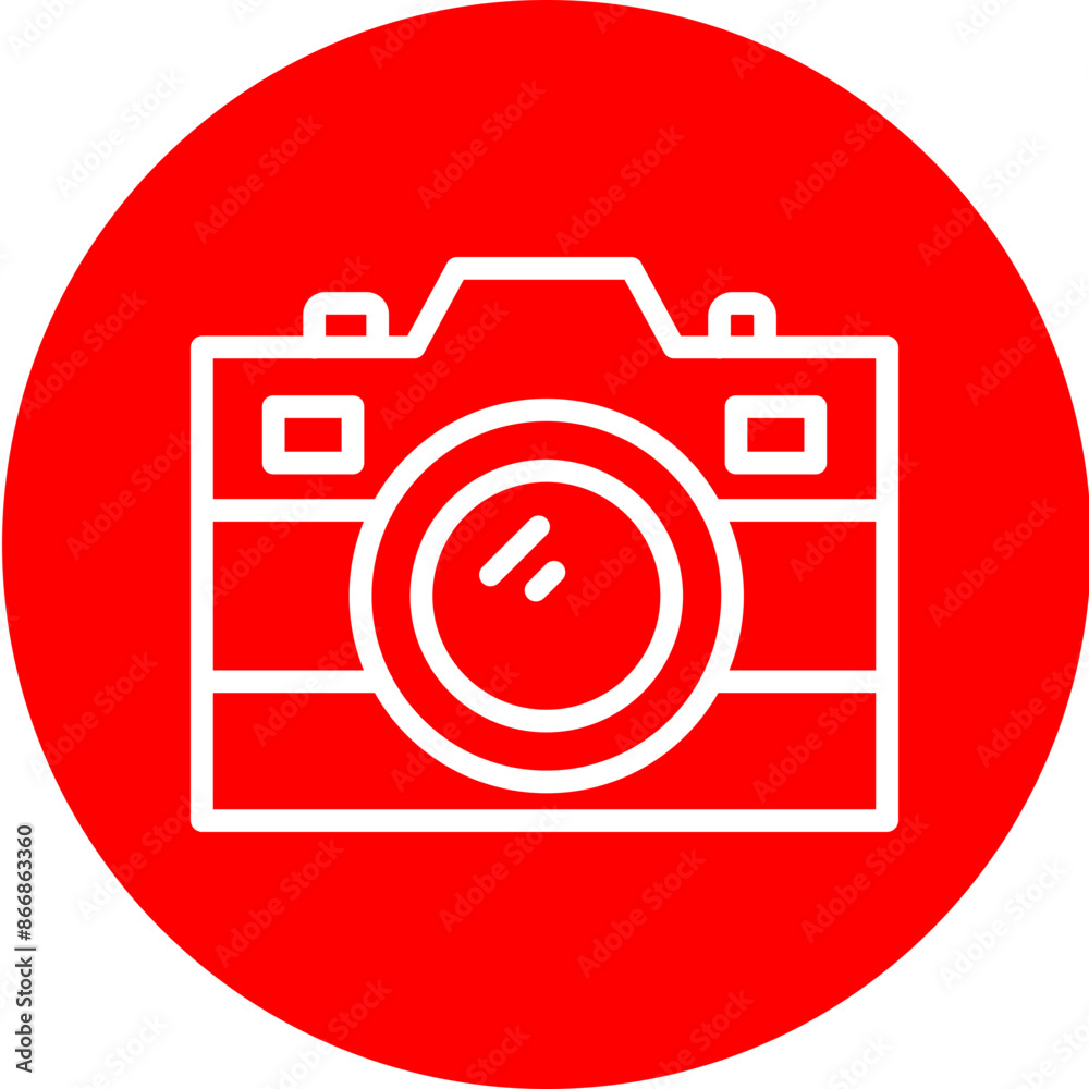 Camera Vector Line White Circle Red Camera Vector Line White Circle Red