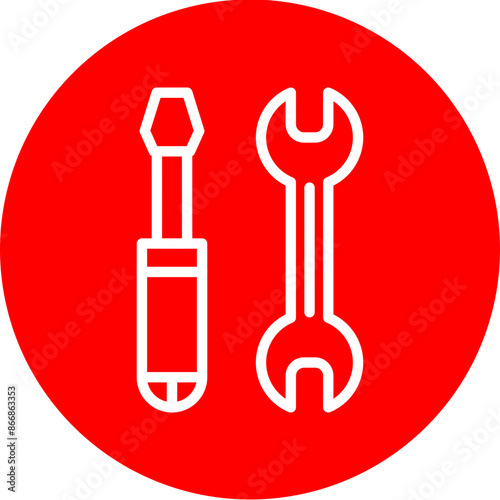 Repair Vector Line White Circle Red