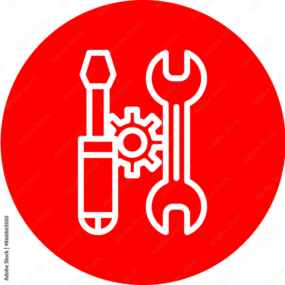 Maintenance Vector Line White Circle Red Maintenance Vector Line White Circle Red