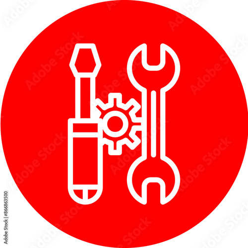 Maintenance Vector Line White Circle Red