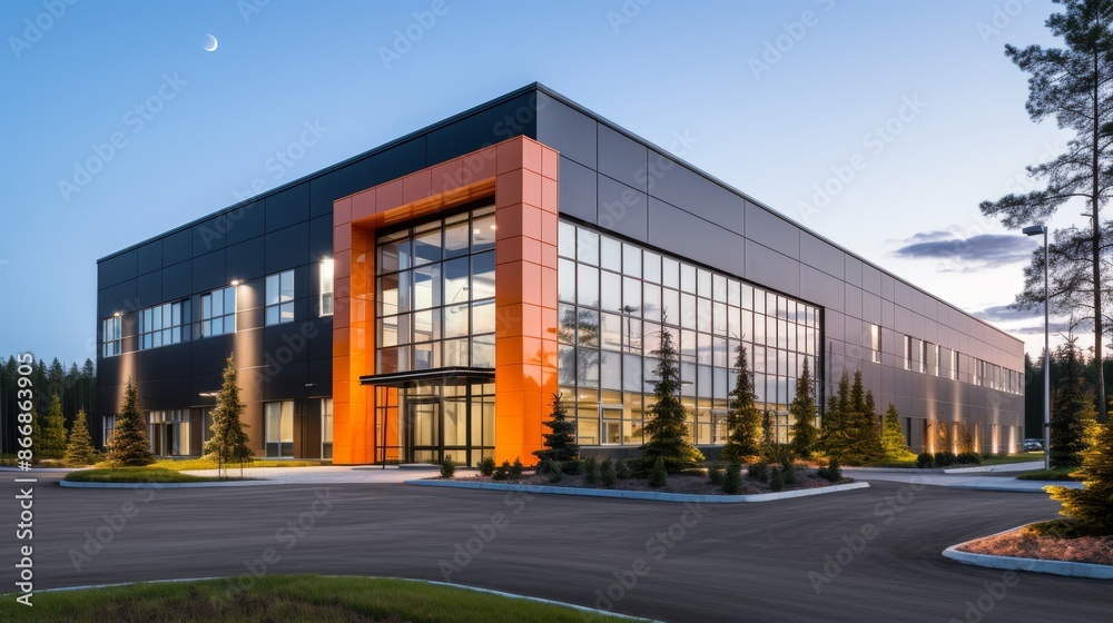 custom made wallpaper toronto digitalContemporary warehouse exterior showcasing a small office unit for efficient operations