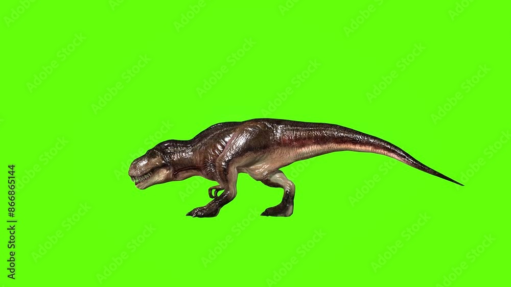 T-rex dinosaur walk turn 90 left green screen animation 3D rendering T-rex dinosaur walk turn 90 left green screen animation 3D rendering