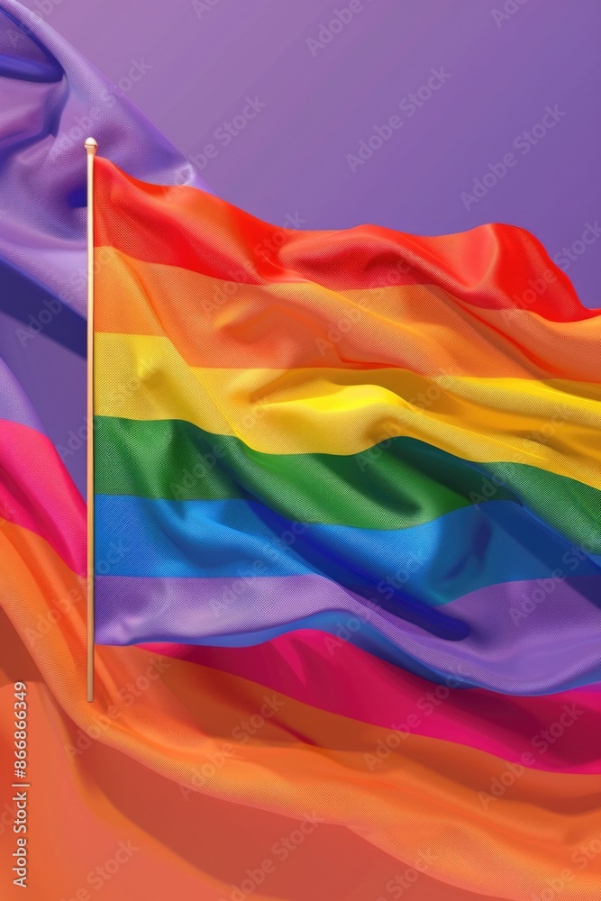 Rainbow flag blowing in breeze Rainbow flag blowing in breeze