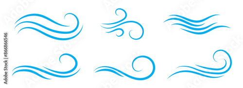 Doodle wind line sketch set. Hand drawn doodle wind motion, air blow, swirl elements. Sketch drawn air blow motion, smoke flow art, abstract line. Isolated on white background . vector illustration.