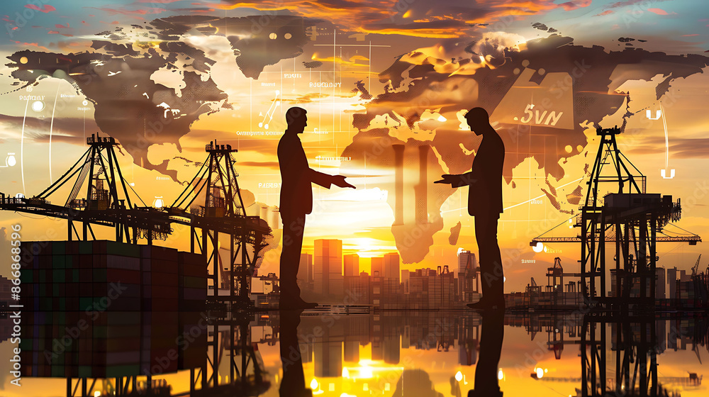 Fototapeta premium Business negotiations a global commerce setting emphasizing collaboration and efficient trade practices