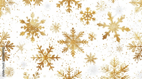 Wallpaper Mural Golden Snowflakes on white background Torontodigital.ca
