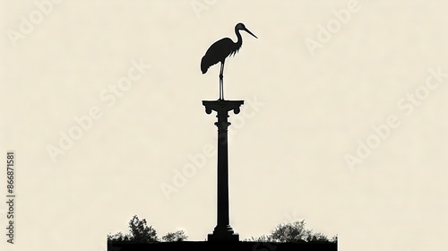   Black-and-white bird on lamp post in urban setting