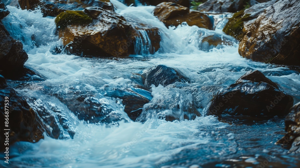 Tranquil Water Flow Over Rocks in Nature Embrace Tranquil Water Flow Over Rocks in Nature Embrace