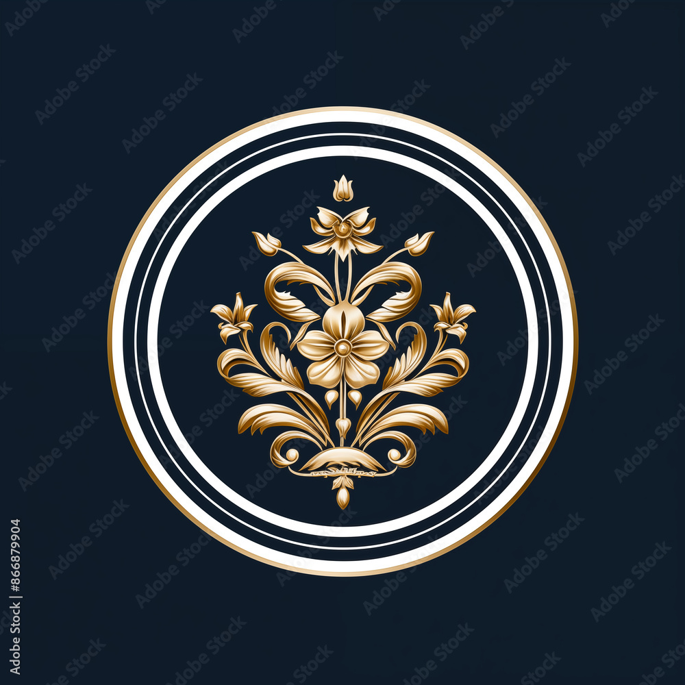 a gold floral design on a dark blue background a gold floral design on a dark blue background