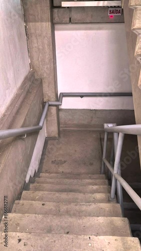 Vertical Video of Industrial Staircase in Abandoned Factory and Dark Building with Flickering Lights for Reels, Stories, Shorts for Horror and Suspense