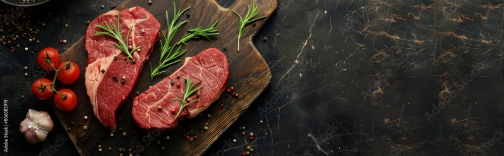 Raw Beef Steaks with Herbs and Spices Raw Beef Steaks with Herbs and Spices