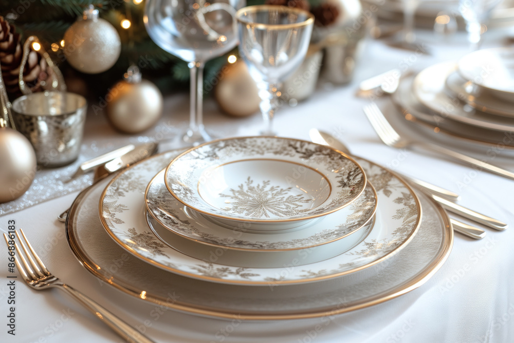 Elegant holiday table setting for Christmas Elegant holiday table setting for Christmas
