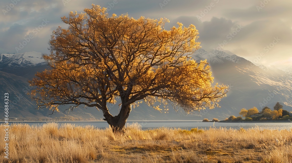 Wanaka Tree, captured in the golden light of sunrise. Wanaka Tree, captured in the golden light of sunrise.