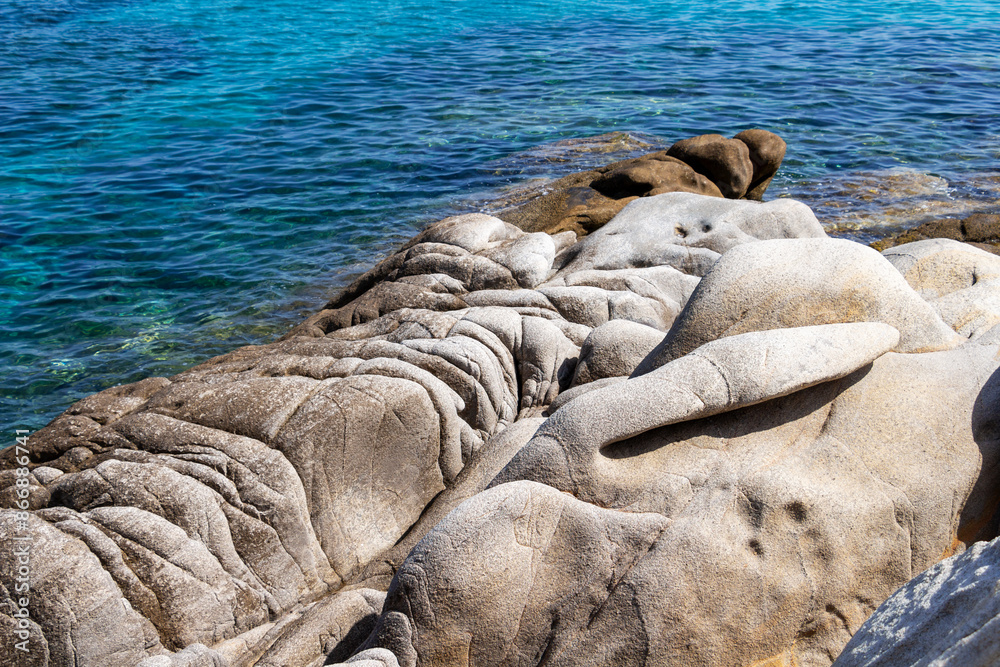 Beautiful rocks on the cape of Vourvourou Karydi Beach, Sithonia, Chalkidiki peninsula, Central Macedonia, Northern Greece, Aegean Sea coast Beautiful rocks on the cape of Vourvourou Karydi Beach, Sithonia, Chalkidiki peninsula, Central Macedonia, Northern Greece, Aegean Sea coast