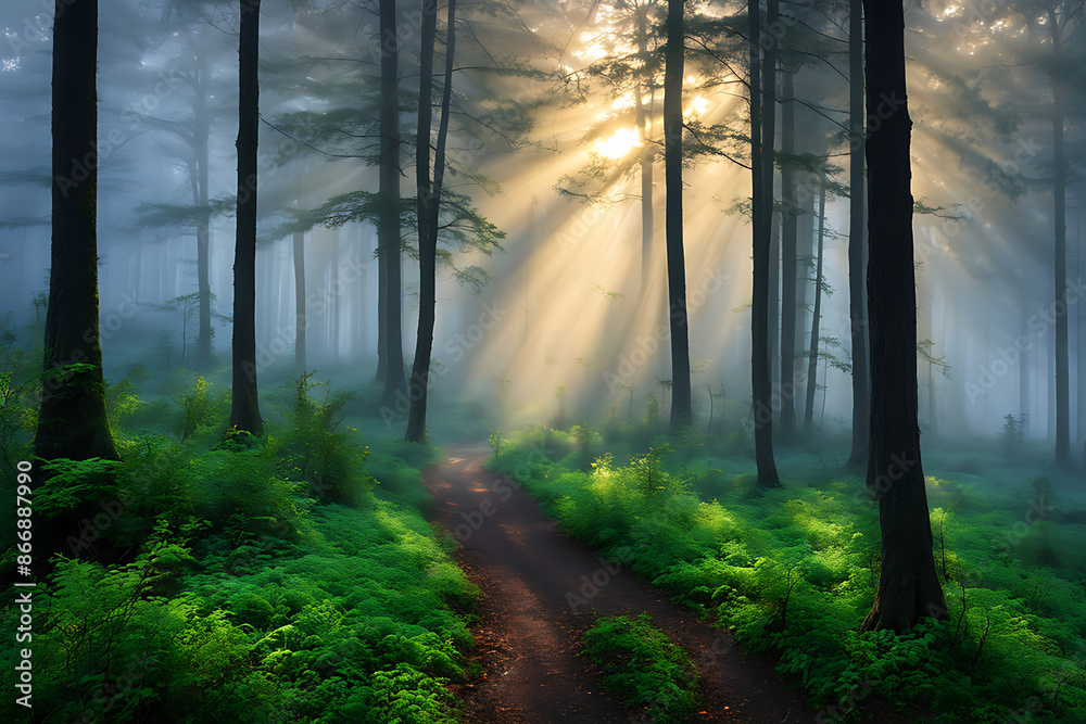 Fototapeta premium Misty Forest Morning