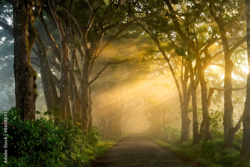 Naklejka premium Misty Forest Morning