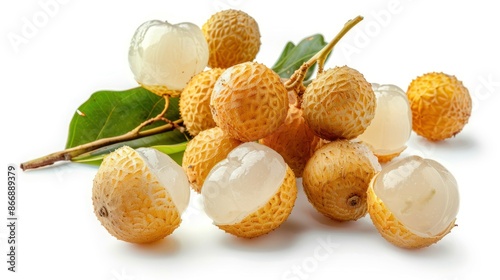 Fresh longan fruit isolated on white background photo