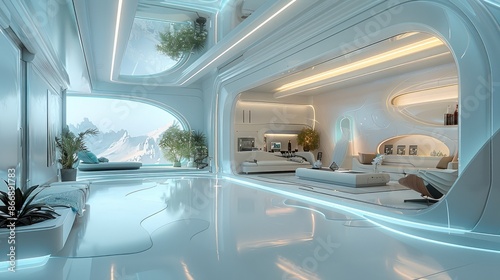 A futuristic home setting, showing how AI could revolutionize daily life within a household. Generative AI. photo