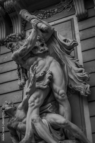 statue depicting Hercules lifting Antaeus, located in Vienna photo