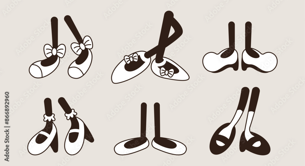Set of 70s groovy comic hands and legs. Collection of cartoon character leg, hand in different emotions happy, angry, sad, cheerful. Cute retro groovy hippie illustration for decorative, sticker Set of 70s groovy comic hands and legs. Collection of cartoon character leg, hand in different emotions happy, angry, sad, cheerful. Cute retro groovy hippie illustration for decorative, sticker