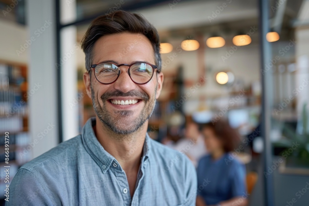 Man smiling with glasses and beard Man smiling with glasses and beard