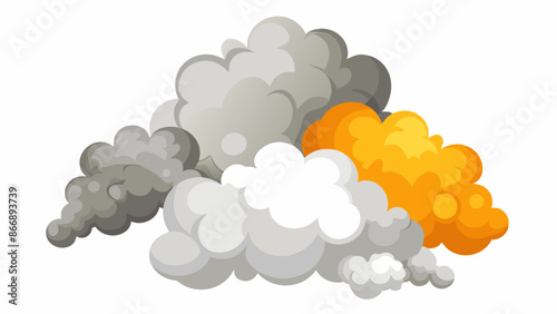 A variety of colorful clouds against a white backdrop