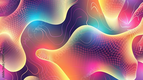 Abstract Colorful Fluid Background with Swirls and Grid. Perfect for website headers, social media graphics, posters, and more.