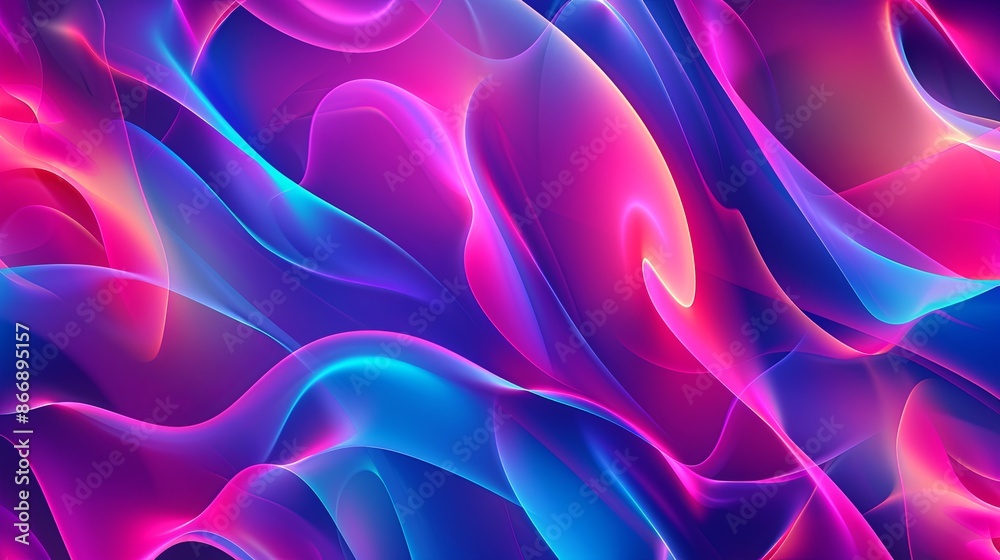 Obraz premium Vivid, abstract background with flowing, neon shapes in pink and blue. Perfect for digital art, backgrounds, and creative projects.