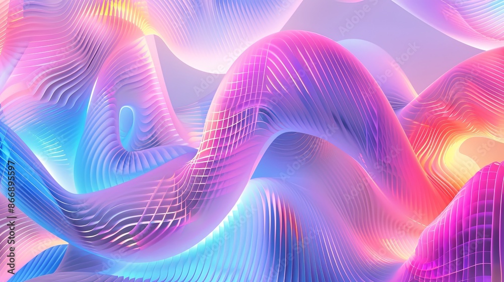 Abstract 3D Render, Flowing Lines, Vibrant Colors, Digital Art