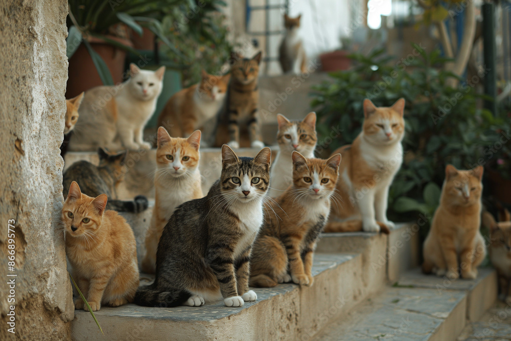many cats on the street group of cats many cats on the street group of cats