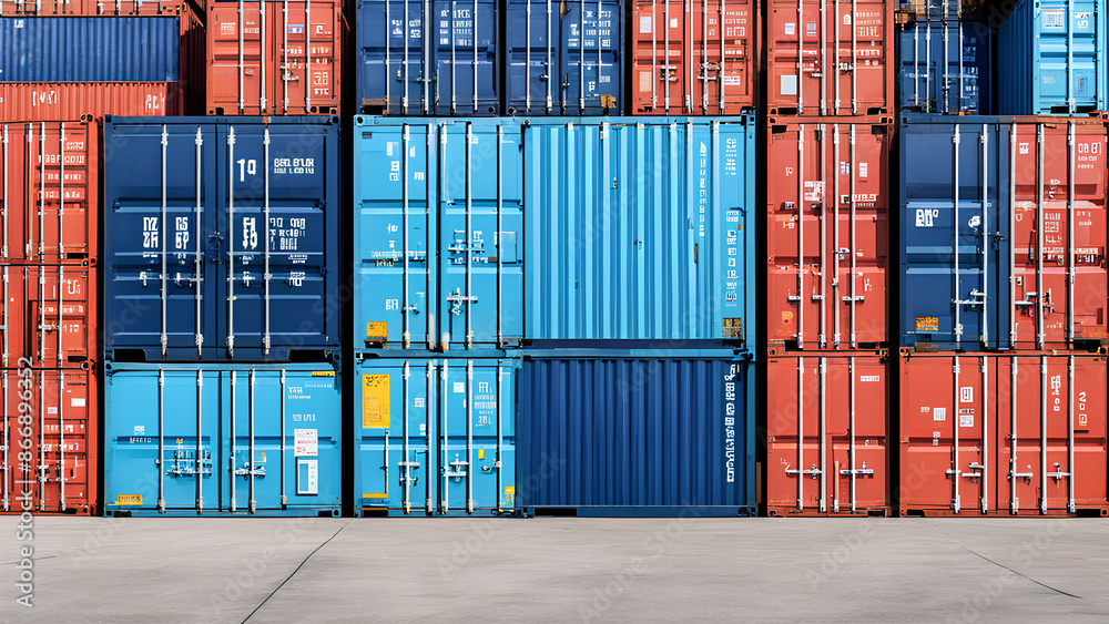 Fototapeta premium Secure metal containers: Move your products across oceans for global export