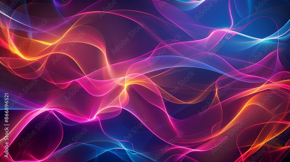 Vivid Abstract Background, Flowing Neon Lines of Color in Digital Art Design Vivid Abstract Background, Flowing Neon Lines of Color in Digital Art Design