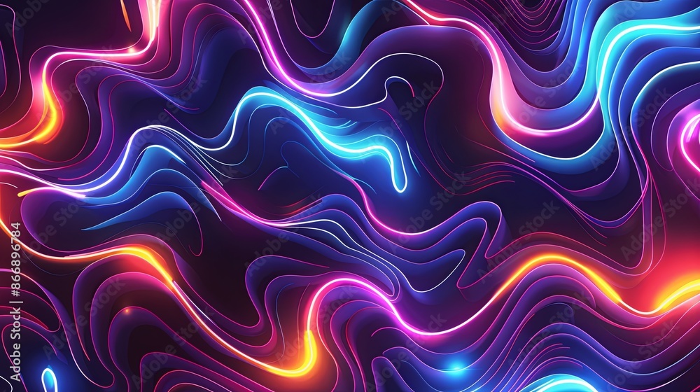 Obraz premium Abstract Neon Lights Background. Vibrant, Colorful, Wavy Design