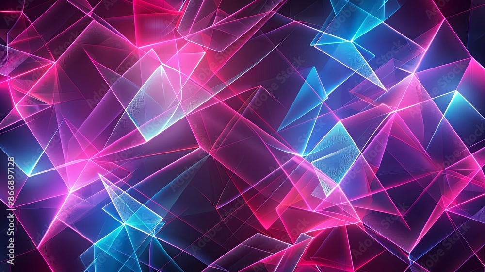 Abstract background with glowing neon pink and blue geometric shapes. Perfect for technology, gaming, music, or futuristic designs. Abstract background with glowing neon pink and blue geometric shapes. Perfect for technology, gaming, music, or futuristic designs.