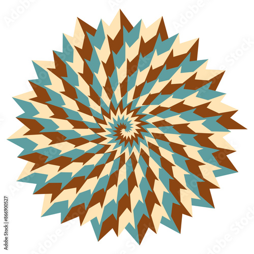 An abstract retro psychedelic spiral shape design element.