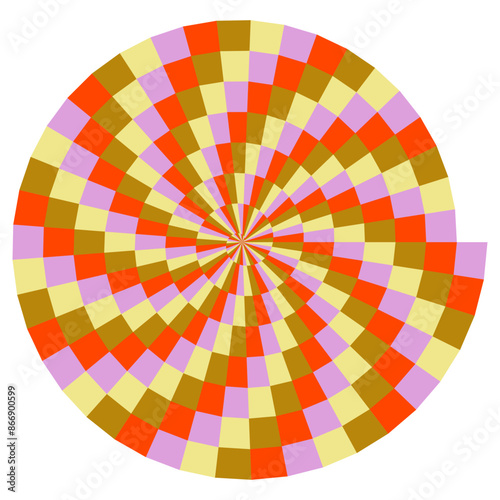 An abstract retro psychedelic spiral shape design element.